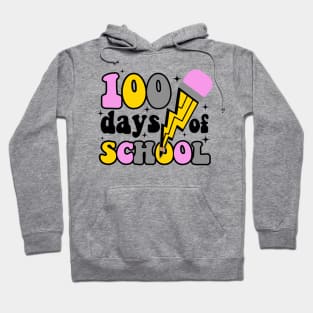 Retro Teacher 100 Days Of School For Boys Girls Hoodie